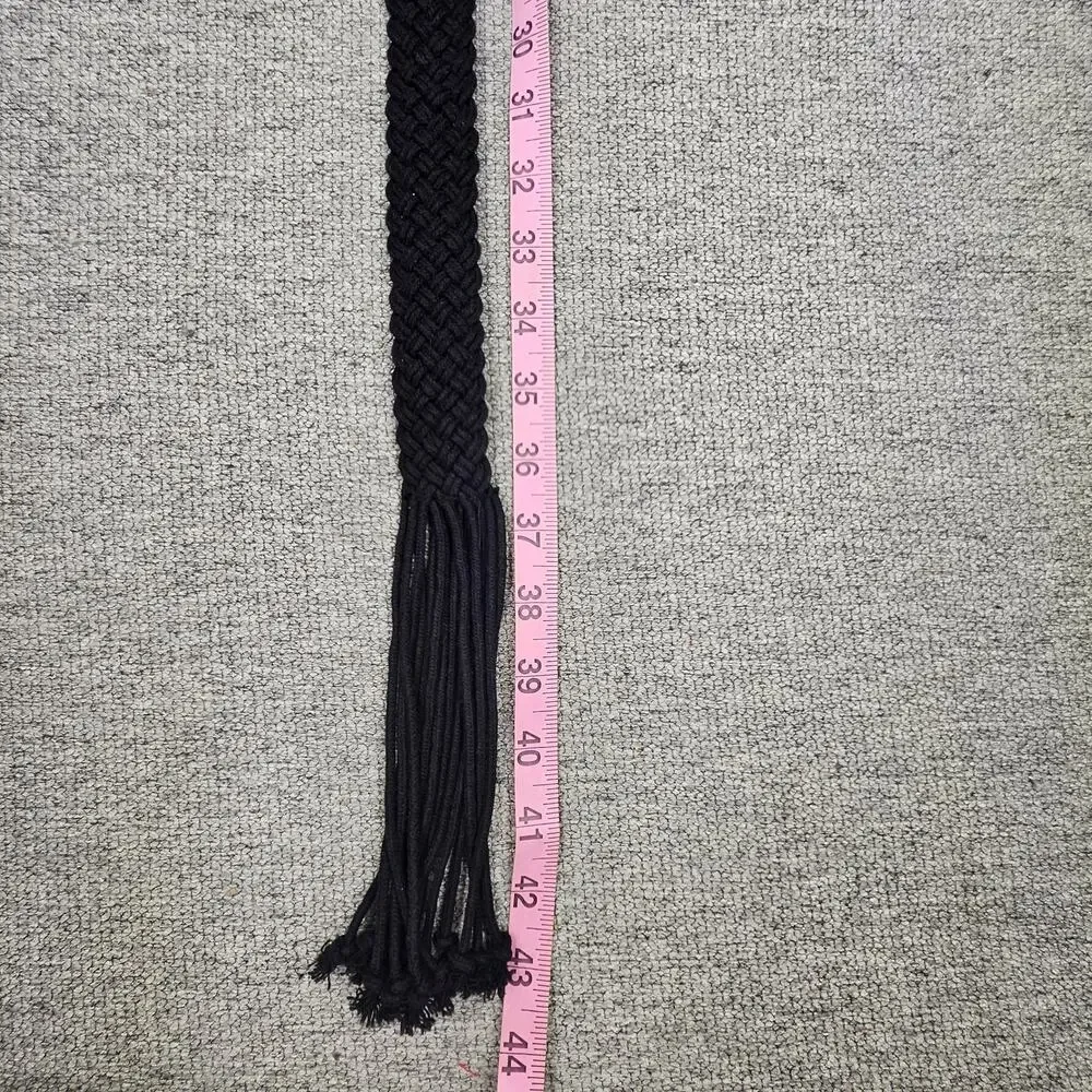 BLACK BRAIDED DOUBLE‑RING BUCKLE BELT – 43